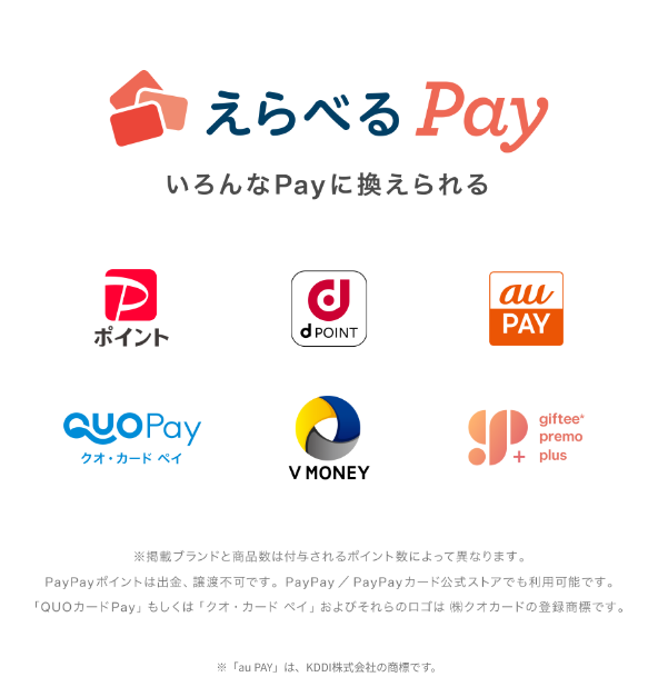 交換可能なえらべるPay